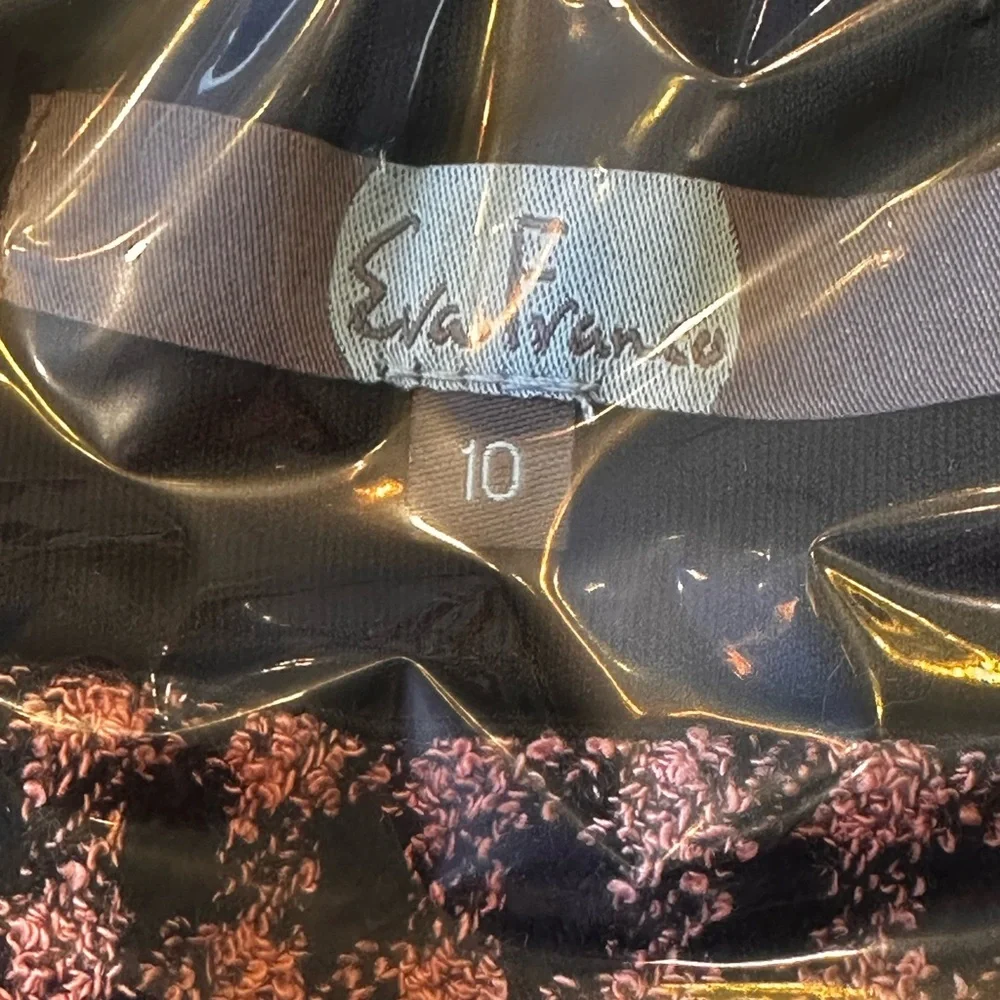 Eva Franco Anthrologie SZ 10NWOT Houndstooth pink black fit and flare midi dress